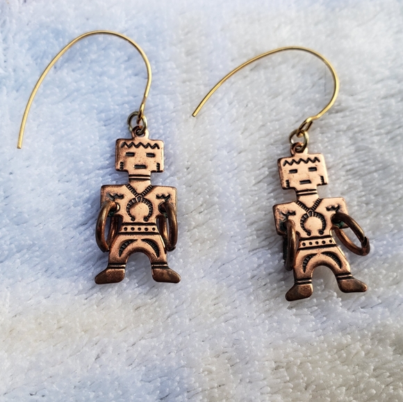 Vintage Navajo Hoop Dancers Southwestern Copper Earrings